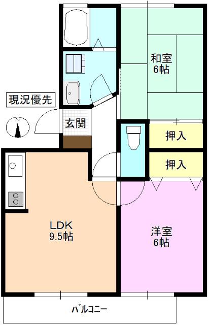 サンヒルズST(2LDK/2階)の間取り写真
