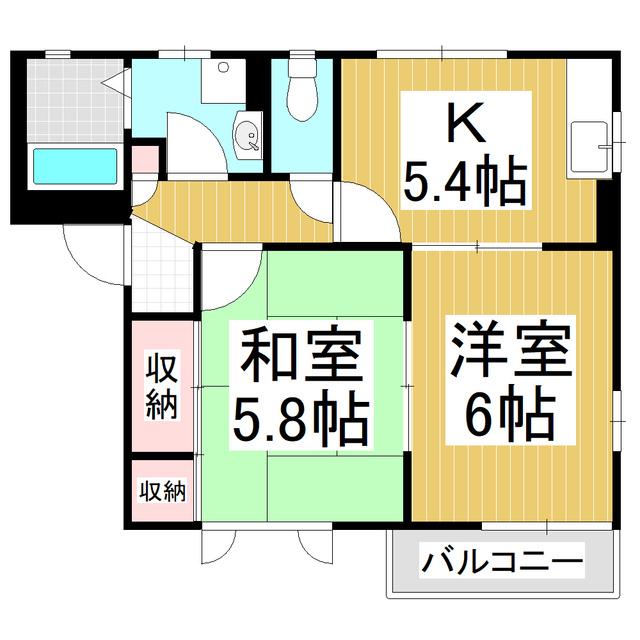 テルミー21 A棟(2K/1階)の間取り写真