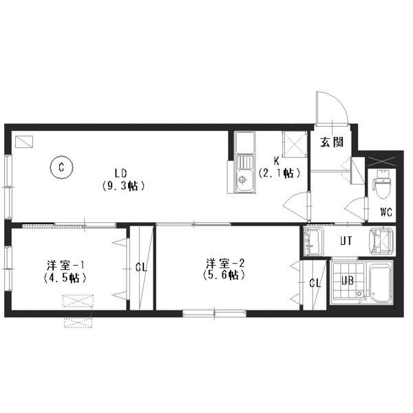 INFINITY平岸(2LDK/4階)の間取り写真