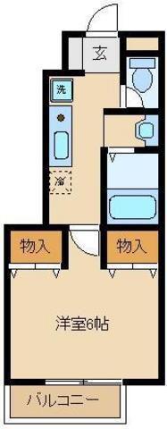 岩崎荘(1K/1階)の間取り写真