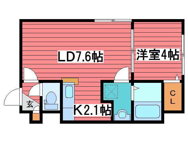 HOPE月寒中央 A棟(1LDK/5階)の間取り写真