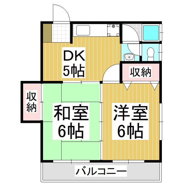 野口コーポ(2DK/1階)の間取り写真