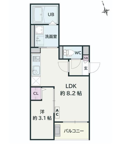 JACK KASUMIGASEKIHIGASHII(1LDK/2階)の間取り写真