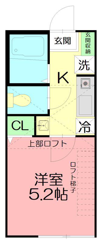ウィステリア藤沢善行(1K/2階)の間取り写真