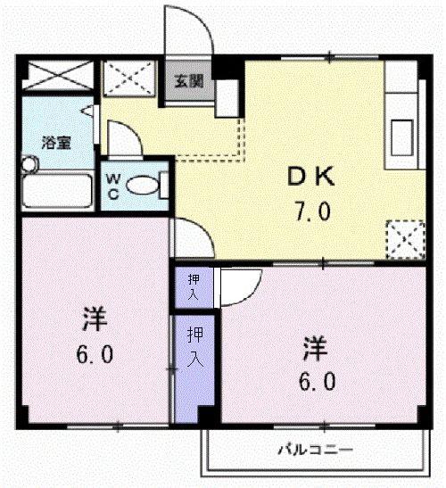 シティハイツ立石(2DK/1階)の間取り写真