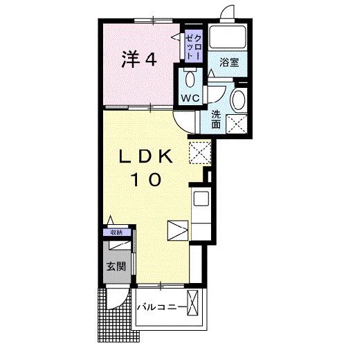 ル・フルール(1LDK/1階)の間取り写真