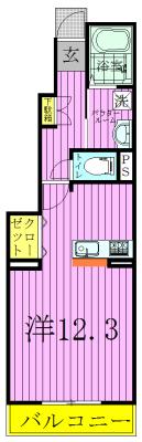シャトレ ハイムIII(ワンルーム/1階)の間取り写真