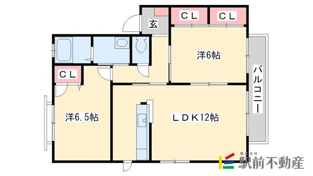 ペイド・エスポワールD棟(2LDK/1階)の間取り写真