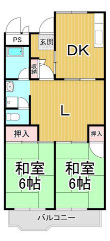宝塚安倉 7号棟(2LDK/2階)の間取り写真