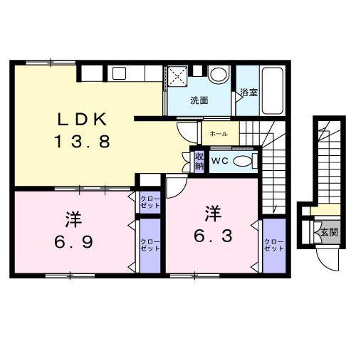 アリビオ(2LDK/2階)の間取り写真