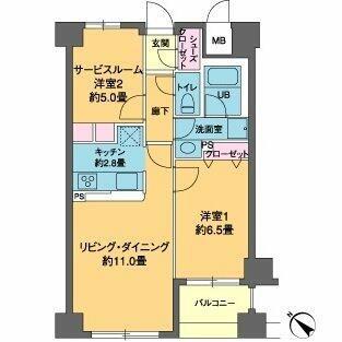 カスタリア茅場町(1SLDK/11階)の間取り写真