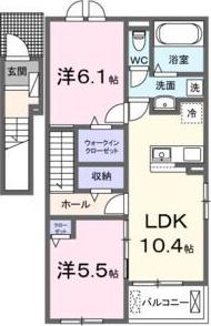 エスシー トリア(2LDK/2階)の間取り写真