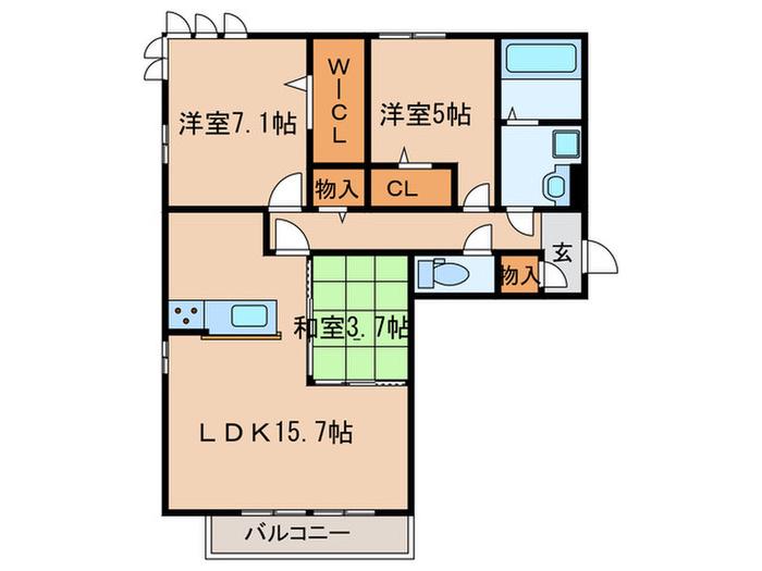 アンダーフォレスト(3LDK/3階)の間取り写真