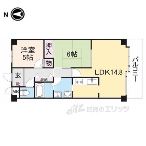 プリムローズ星田(2LDK/3階)の間取り写真