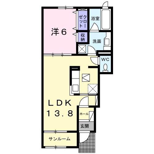 プラザルーナ(1LDK/1階)の間取り写真
