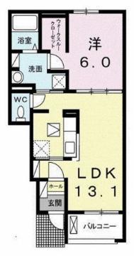 フィリップ・シャトリエ II(1LDK/1階)の間取り写真