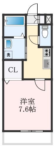 フィアスコート羽衣(1K/2階)の間取り写真
