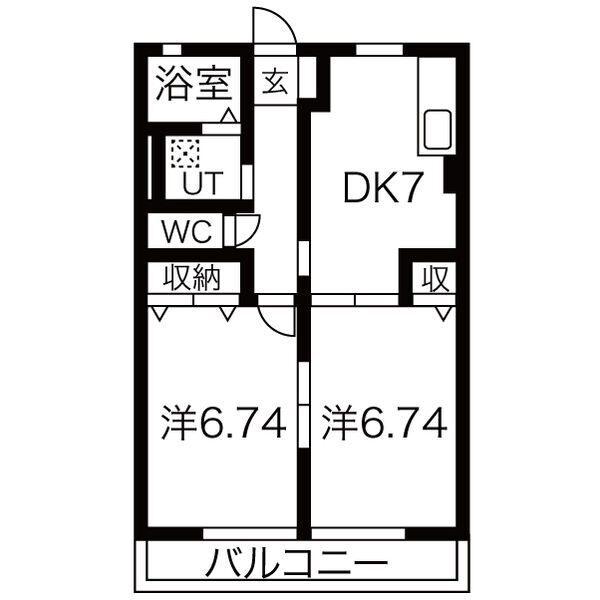 セ・レユニール(2DK/1階)の間取り写真