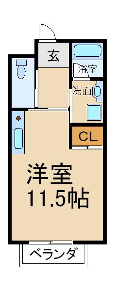 ルシアウエキ(ワンルーム/2階)の間取り写真