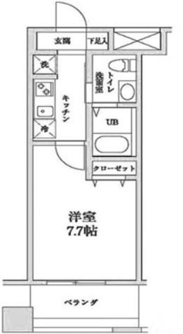サンレンハイム(1K/4階)の間取り写真
