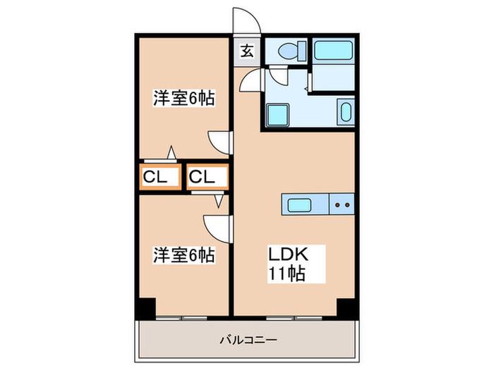アルカディア イン(2LDK/7階)の間取り写真
