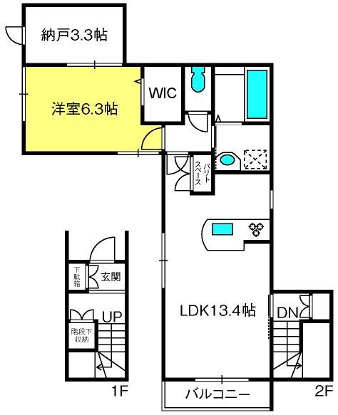ESPOIR(1SLDK/2階)の間取り写真