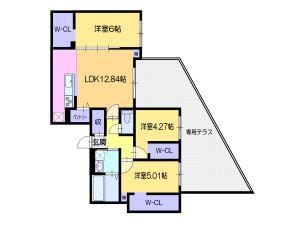 ラ・シュエット桑園(3LDK/1階)の間取り写真