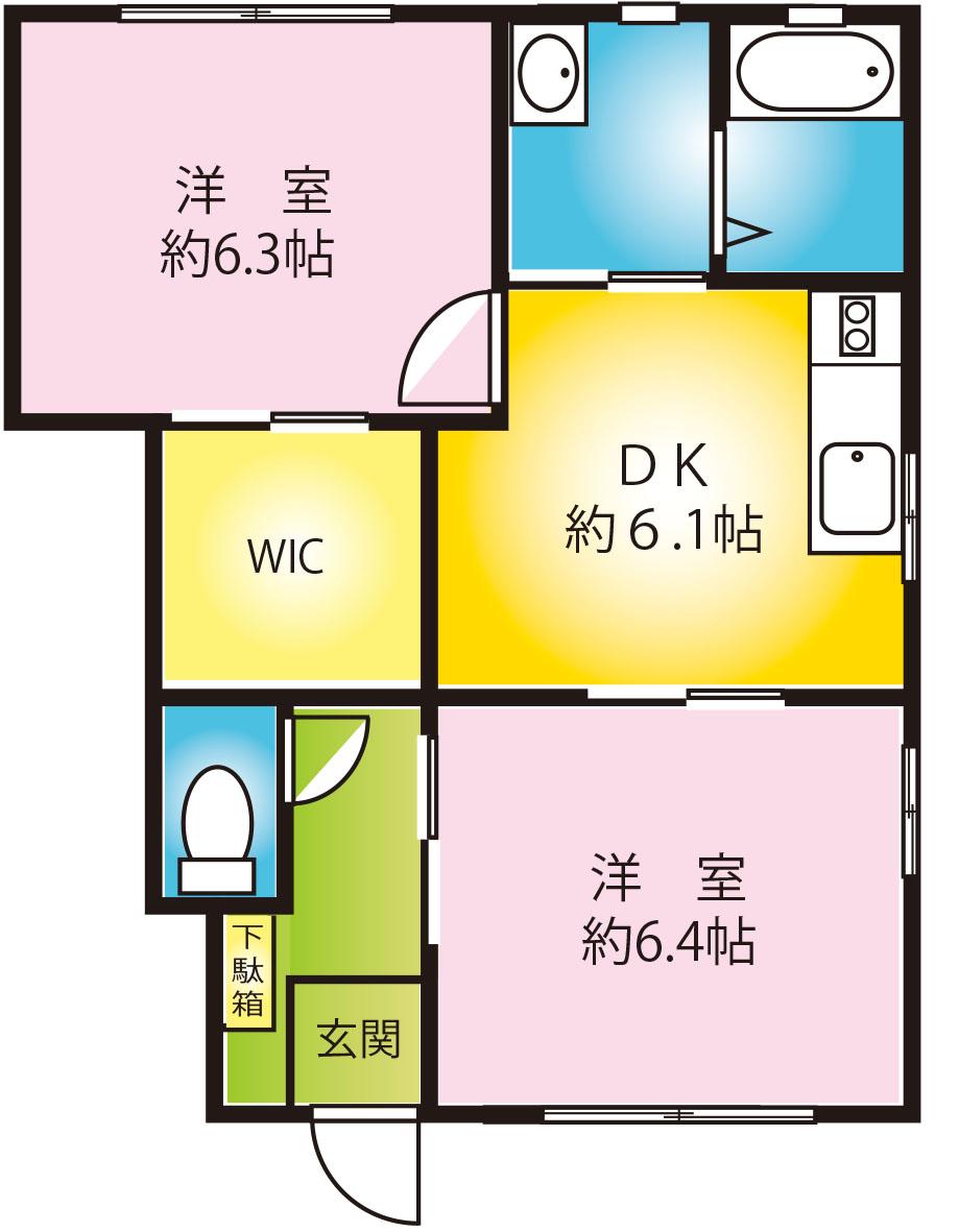クレアージュ(2DK/1階)の間取り写真
