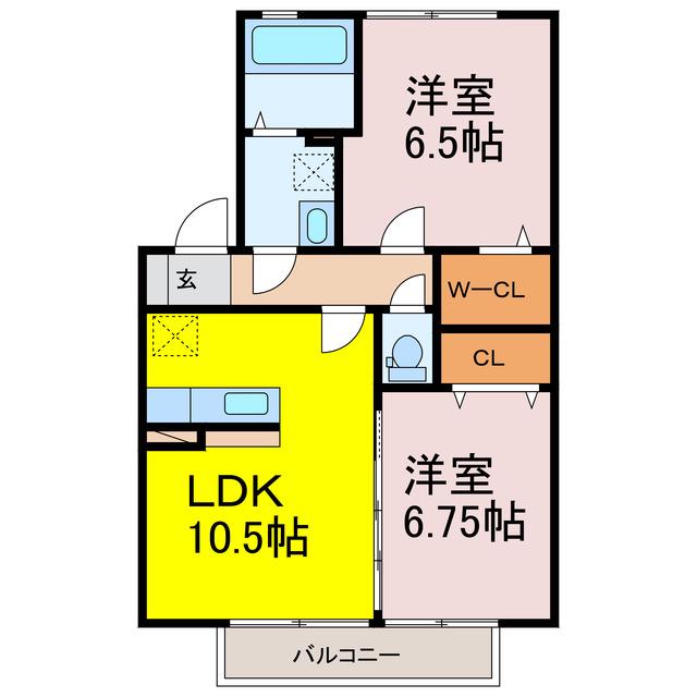 1STプレジオ(2LDK/1階)の間取り写真
