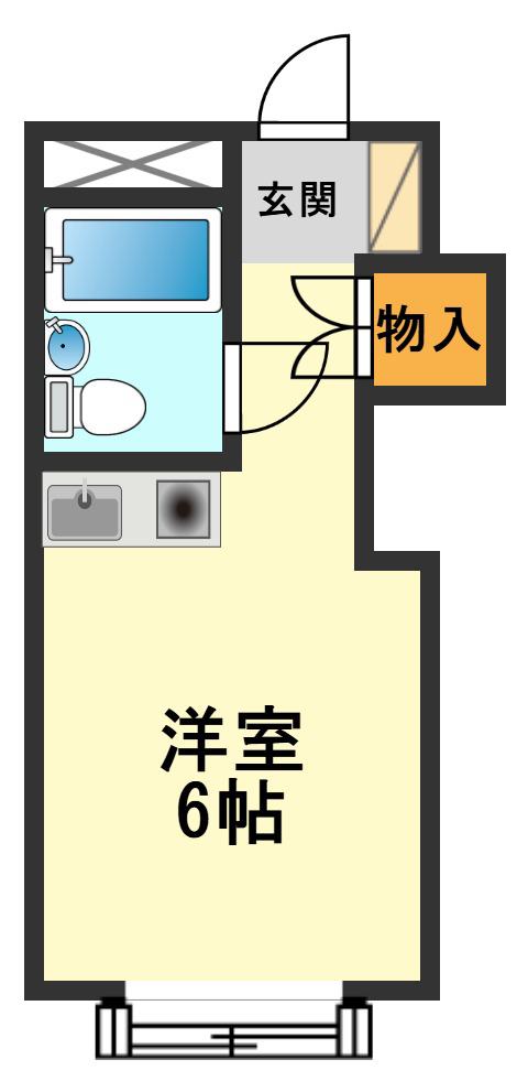 吉野ハイツ(ワンルーム/1階)の間取り写真