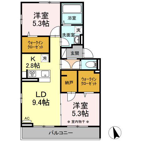 フラット エステート(2LDK/3階)の間取り写真