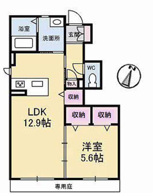 シャーメゾンゆき(1LDK/1階)の間取り写真