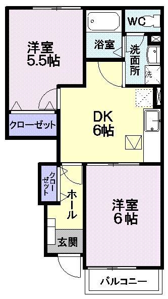 フォーリストガーデンII(2DK/1階)の間取り写真