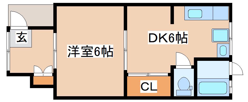 東尻池5丁目アパート(1DK/1階)の間取り写真
