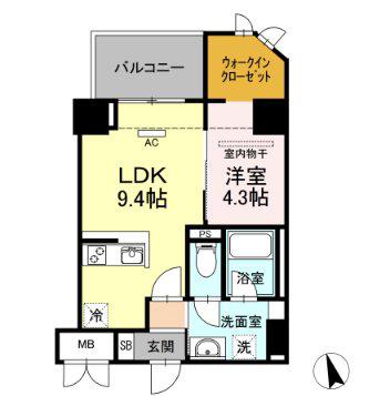 リモッカ大手町(1LDK/8階)の間取り写真