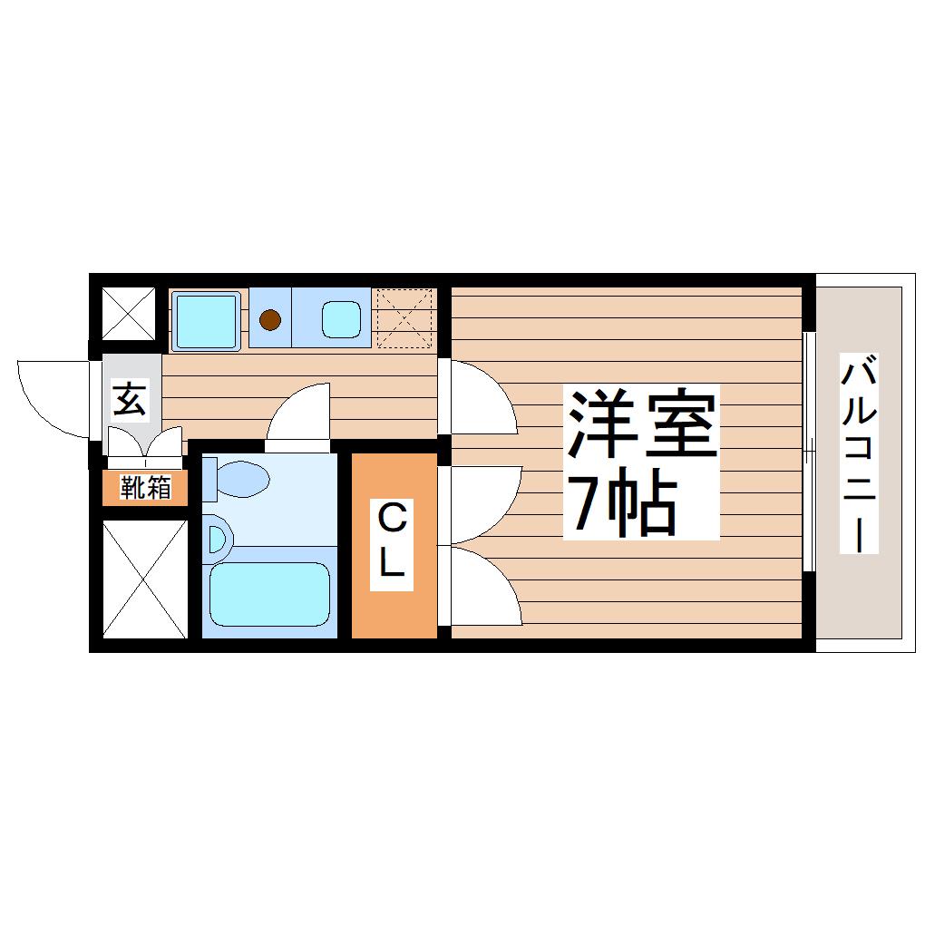 グレイスハイツ長町(1K/6階)の間取り写真
