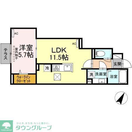 ルリアン給田(1LDK/1階)の間取り写真