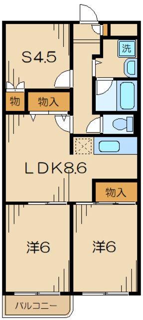 エクストール武蔵野台(2SLDK/3階)の間取り写真