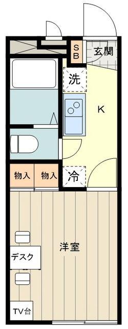 レオパレス小荷田2(1K/1階)の間取り写真