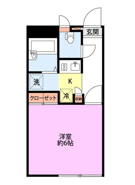 ルイ・ナール日の出(1K/1階)の間取り写真