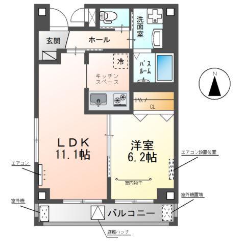 ラピスラズリ(1LDK/6階)の間取り写真