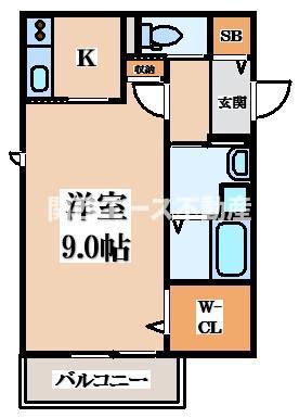 AMBIENTE(1K/2階)の間取り写真