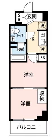 ケリア川口(2K/2階)の間取り写真