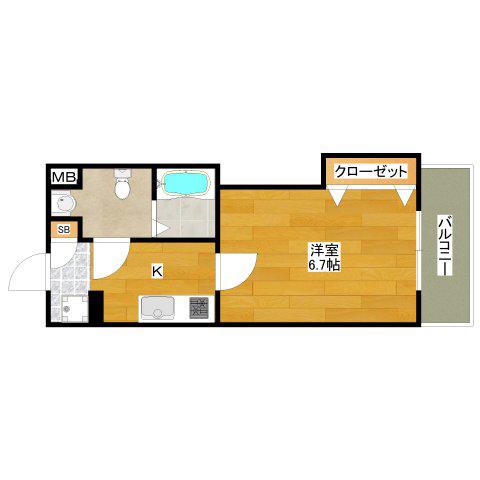 LUXE豊津(1K/1階)の間取り写真