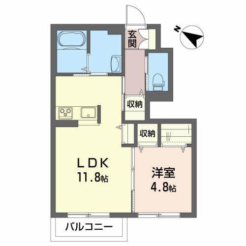 ソワイエアモアA(1LDK/1階)の間取り写真
