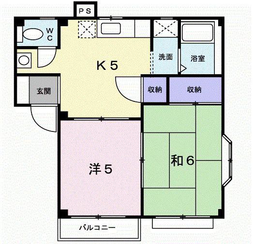 ハイライズ雪竹(2K/2階)の間取り写真