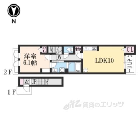 アメニティプラザ朱雀Ⅱ(1LDK/2階)の間取り写真