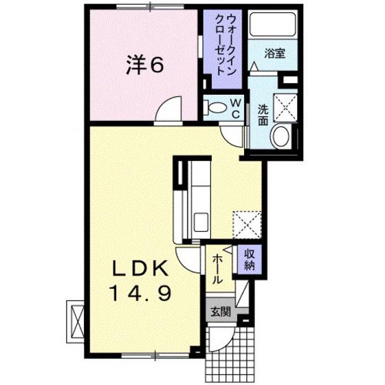 サニー・ヒルズ(1LDK/1階)の間取り写真
