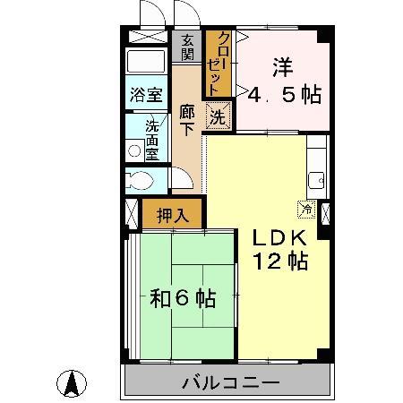 八八マンション(2LDK/1階)の間取り写真