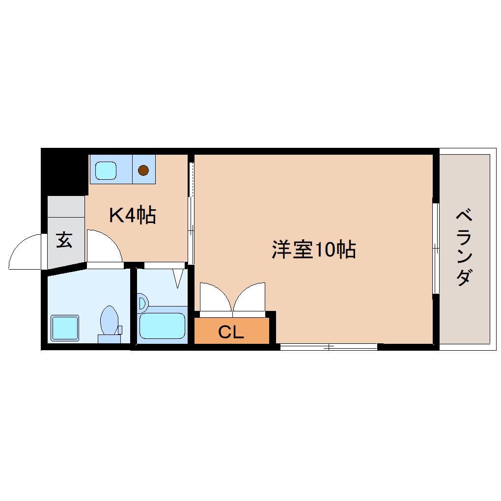 ヴィラージュII(1K/3階)の間取り写真